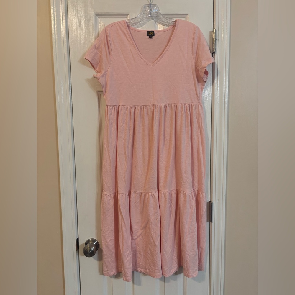 Lee Pink Babydoll Midi Dress size Large
